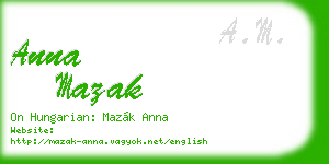 anna mazak business card